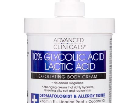 ADVANCED CLINICALS 10% glycolic acid lactic acid Cream مرطب بالكلايكوليك اسد واللاكتيك اسد من ادفانسد كلينيكالز For Discount