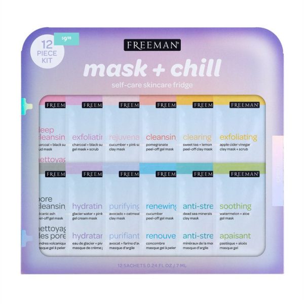 FREEMAN 12PCS Mask + Chill Self-Care Skincare Fridge مجموعة ماسكات للعناية بالبشرة من فريمان Online now