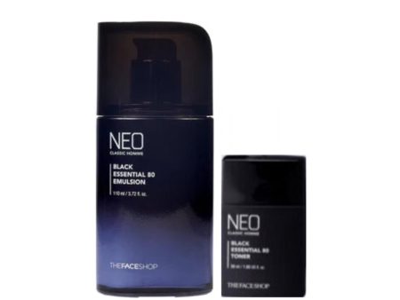 The Face Shop Neo Classic Homme Black Essential Emulsion 110 ml + Toner 30 ml مستحلب مرطب للبشرة مع تونر حجم ميني من ذا فيس شوب Online Sale