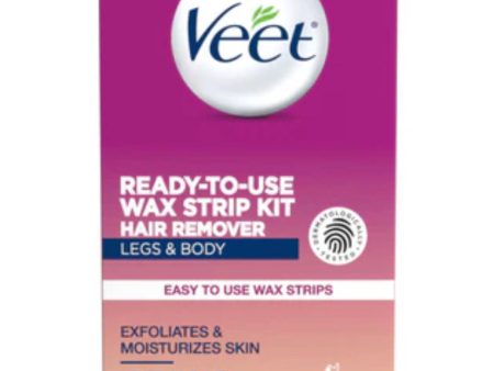 VEET ready to use wax strip kit hair remover legs & body شرائح فيت لازالة الشعر من الرجل والجسم Discount