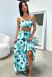 Selina Crop - Green   White Print Cheap