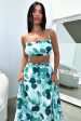 Selina Crop - Green   White Print Cheap