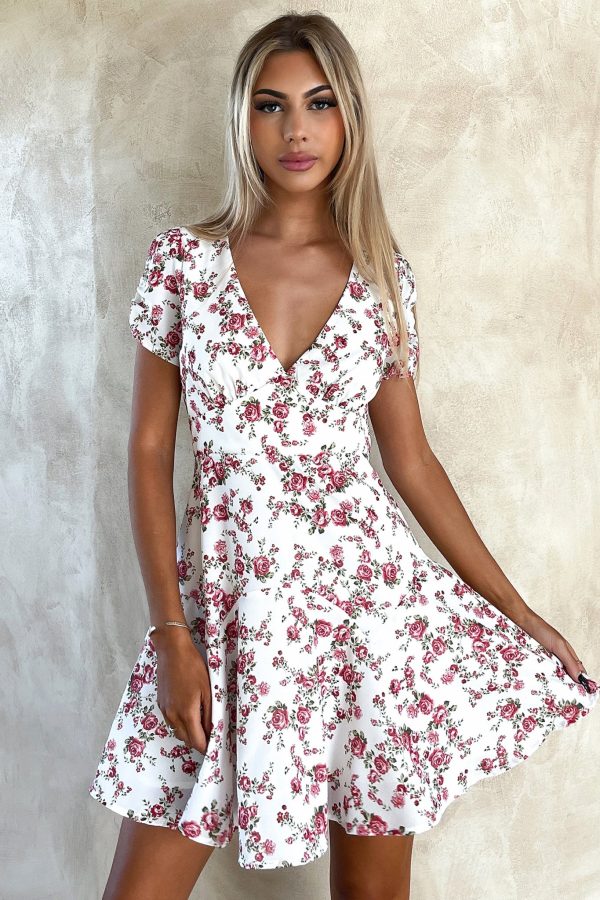 Forte Dress - Red Rose Print Online now